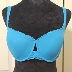La SENZA Vibrant Blue Lace Accent Padded Underwire Bra SZ 38D
